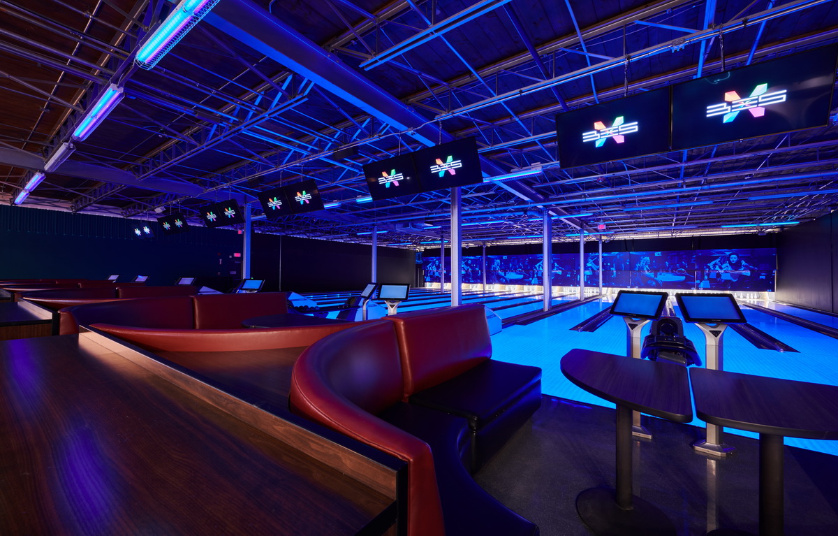 Picture of bowling lanes at Uptown Alley.